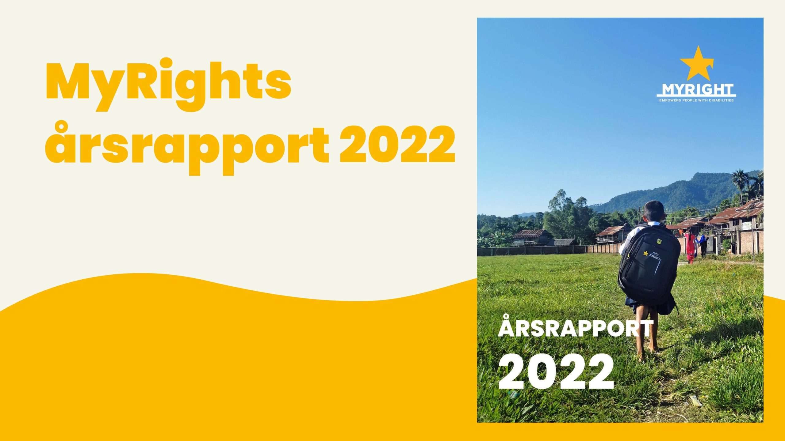 Omslagsbild på årsrapporten och texten MyRights årsrapport 2022